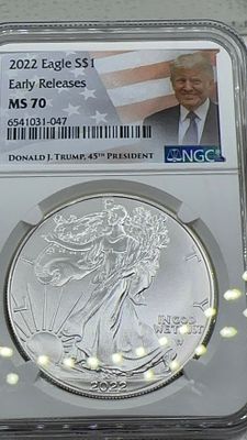 נדיר! מטבע אונקיית כסף טהור 9999 דונאלד טראמפ 2022 בהנפקה מיוחדת ומוגבלת ובדירוג הגבוה ביותר. MS70!