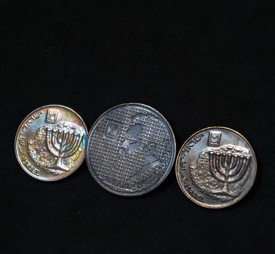 -Israel-3 Coins Set with very nice rare patina-UNC condition(11)