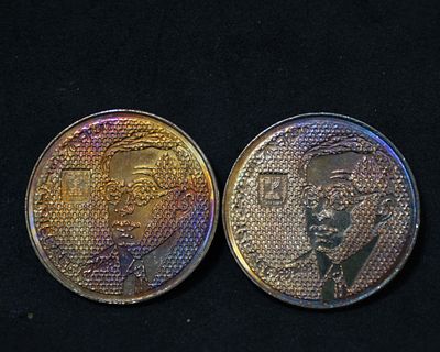 -Israel-100 Sheqalim 2 Coins with very nice rare patina-UNC condition(4)