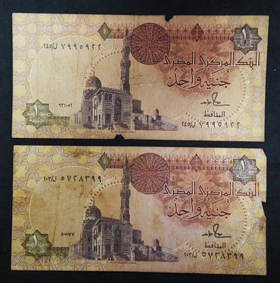 Lot of 2 Banknotes -Egypt-Good to VG