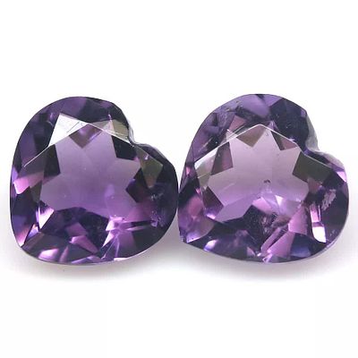 -4.53 CT. Unheated Pair Purple Brazil Amethyst Heart Shape