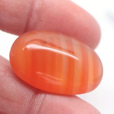 -35.70 Ct. Unheated Orange Agate Botswana Oval Cabochon
