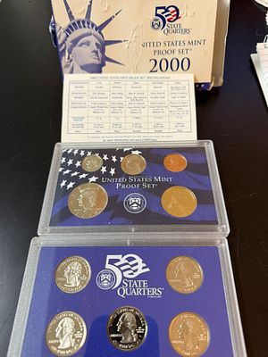 עלה כעת! ערכת מטבעות מינט מקורי של ארה״ב משנת 2000 , הערכה כוללת 2 סטים של מטבעות סה״כ 10 