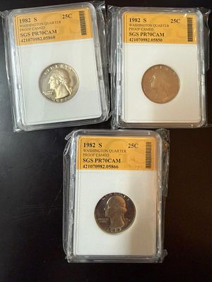 עלה כעת! 12. לוט של 3 מטבעות 25C מדורגים גבוה מאד!
אוסף מטבעות 🪙 נדיר: מדורגים! שנת 1982 