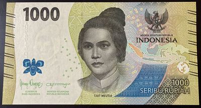 עלה כעת! שטר 1000 רופי אינדונזיה משנת 2023 ללא קמטים או קרעים