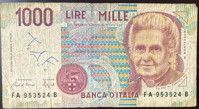 עלה כעת! 1000 lire איטליה משנת 1990