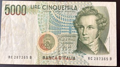 עלה כעת! 5000 Lire איטליה במצב טוב 1985