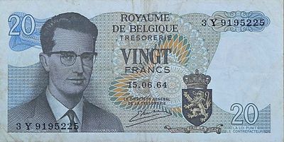 בלגיה 20 פרנק 1964