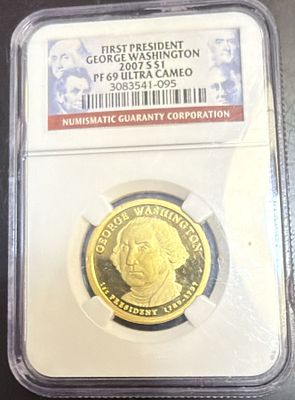 עלה כעת! מטבע של 1 דולר 🇺🇸 עם הפרצוף של הנשיא הראשון ג׳ורג׳ וושינגטון 
המטבע משנת 2017S מדורג 