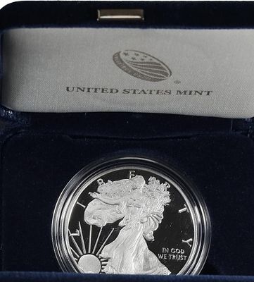 אונקיית כסף פרוף! אמריקאן איגל במארז המקורי!. oz, American Silver Eagle. Proof. 
.999 Fine. 