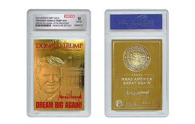 קלף מיוחד מאוד ונדיר מצופה זהב ומדורג 10 של הנשיא דונלד טראמפ