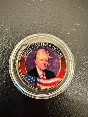 מטבע מיוחד מאוד חוקי ונדיר מצופה זהב 24K של Quarter. מסידרת נשאי ארה״ב. הנשיא קרטר