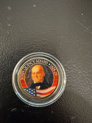 מטבע מיוחד מאוד חוקי ונדיר מצופה זהב 24K של Quarter. מסידרת נשאי ארה״ב. הנשיא אדאמס.