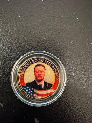 מטבע מיוחד מאוד חוקי ונדיר מצופה זהב 24K של Quarter. מסידרת נשאי ארה״ב. הנשיא רוזוולט