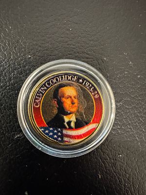 מטבע מיוחד מאוד חוקי ונדיר מצופה זהב 24K של Quarter. מסידרת נשאי ארה״ב. הנשיא קולידג׳