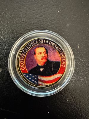 מטבע מיוחד מאוד חוקי ונדיר מצופה זהב 24K של Quarter. מסידרת נשאי ארה״ב. הנשיא קליבלנד.