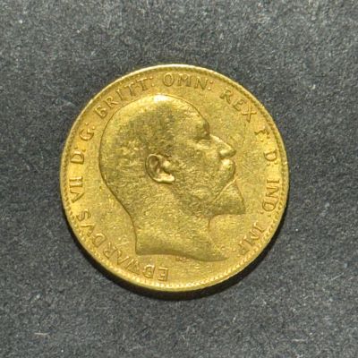רק 12.5 אחוז עמלה! מטבע זהב סוברין 22K, קוטר 22 מ"מ, משקל 7.98 גרם