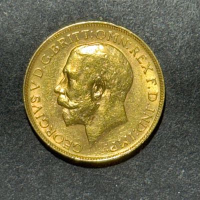 רק 12.5 אחוז עמלה! מטבע זהב סוברין 22K, קוטר 22 מ"מ, משקל 7.98 גרם