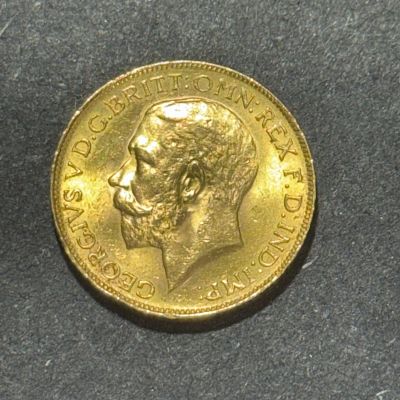 רק 12.5 אחוז עמלה! מטבע זהב סוברין 22K, קוטר 22 מ"מ, משקל 7.98 גרם