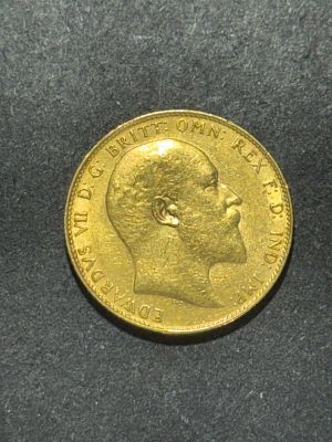 רק 12.5 אחוז עמלה! מטבע זהב סוברין 22K, קוטר 22 מ"מ, משקל 7.98 גרם