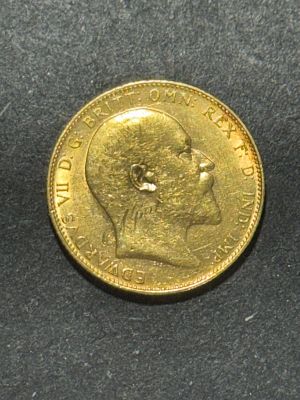 רק 12.5 אחוז עמלה! מטבע זהב סוברין 22K, קוטר 22 מ"מ, משקל 7.98 גרם