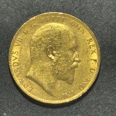 רק 12.5 אחוז עמלה! מטבע זהב סוברין 22K, קוטר 22 מ"מ, משקל 7.98 גרם