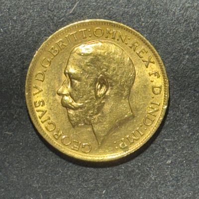 רק 12.5 אחוז עמלה! מטבע זהב סוברין 22K, קוטר 22 מ"מ, משקל 7.98 גרם