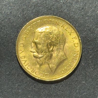 רק 12.5 אחוז עמלה! מטבע זהב סוברין 22K, קוטר 22 מ"מ, משקל 7.98 גרם