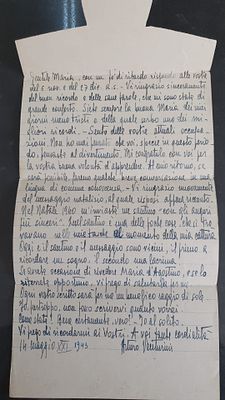 דף מכתב רשמי של שבוי מלחמה (P.O.W. Letter Sheet) ממלחמת העולם השנייה, שנשלח על ידי קצין איטלקי 