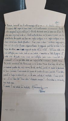 דף מכתב רשמי של שבוי מלחמה (P.O.W. Letter Sheet) ממלחמת העולם השנייה, שנשלח על ידי קצין איטלקי 