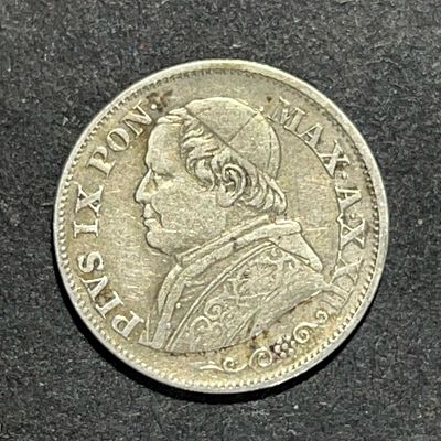 מטבע כסף 10 סולדו (Soldi) משנת 1867, שהונפק במדינת האפיפיור (Stato Pontificio) תחת שלטונו של 