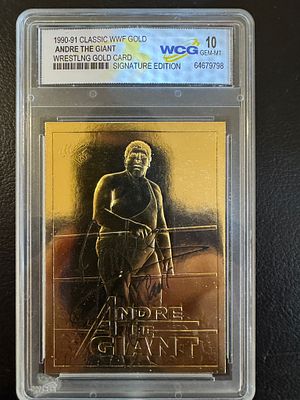 קלף מיוחד ונדיר של Andre The Giant מסדרת החתימות של המתאבקים . ציפוי זהב . מדורג 10
