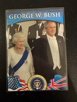 קלף מיוחד ונדיר של המלכה אליזבאט השנייה(מלכת אנגליה) עם נשיא ארה״ב ג׳ורג׳ בוש הבן. מסידרת המלכה 
