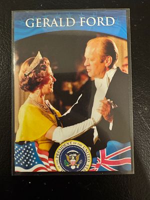 קלף מיוחד ונדיר של המלכה אליזבאט השנייה(מלכת אנגליה) עם נשיא ארה״ב פורד. מסידרת המלכה עם נשיאי ארה״ב