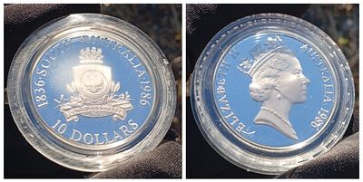 מטבע כסף 925 פרוף "150 שנה לדרום אוסטרליה". משקל 20 גרם (18.50 גרם כסף טהור).