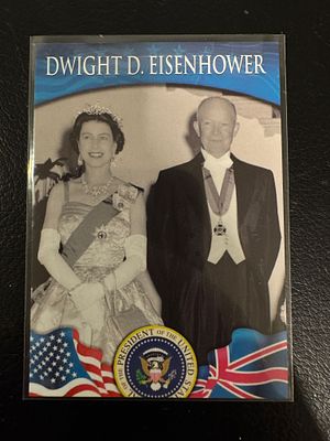 קלף מיוחד ונדיר של המלכה אליזבאט השנייה(מלכת אנגליה) עם נשיא ארה״ב אייזנהאור. מסידרת המלכה עם 