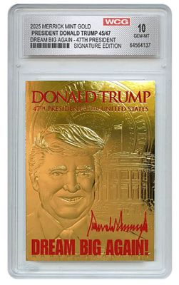 קלף מיוחד ומצופה זהב מסדרת החתימות של הנשיא דונלד טראמפ. מדורג 10