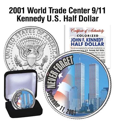 מטבע זיכרון אמיתי סחיר מיוחד ונדיר של מגדלי התאומים. מטבע חצי דולר