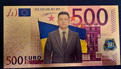שטר פנטזיה על סך 500 אירו מיוחד של נשיא אוקראינה זלנסקי.