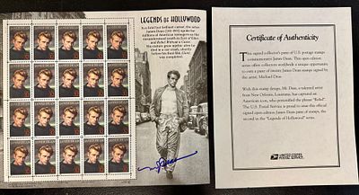 גיליון בולים James Dean – חתום ע״י האמן Michael Deas + תעודת מקוריות USPS
גיליון אספני רשמי 