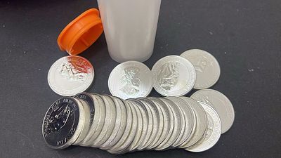 עלה כעת! טיובה של 18 מטבעות אונקיות וחצי כסף 999 קנדי 2013 - כל מטבע שוקל 47.25 גרם. משקל כולל 