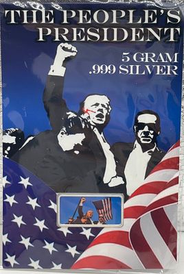 מטיל כסף 5 גרם - דונלד טראמפ. מטיל **כסף טהור .999** במשקל 5 גרם בעיצוב אספנות ייחודי 🇺🇸 הנצחה 