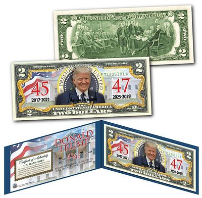 שטר מיוחד חוקי ונדיר של 2$. שיצא לכבוד זכייתו של הנשיא דונלד טרמפ בפעם השנייה