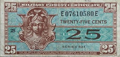 ארה"ב 25 סנט 1954 שטר צבאי סדרה לוהטת 521!!