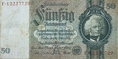 גרמניה הנאצית 50 מארק 1933 שטר גדול