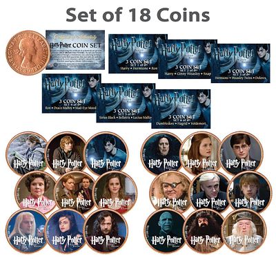 28. סט מרשים וייחודי לחובבי עולם הקסמים של Harry Potter – כולל 18 מטבעות אספנות עם הדפסים 