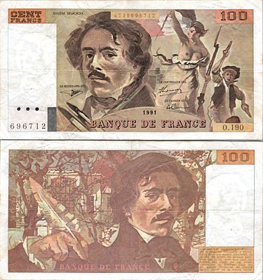 צרפת 1991
100 פראנק
צרפת 1991 - 100 פראנק
100 Francs Delacroix - 1991 - F.69bis.04a - Alph 190 