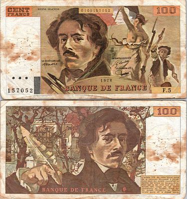 צרפת 1978
100 פראנק שטר יפה מצב VF
100 Francs Delacroix - 1978 - F.69.01d - Alph 5 - B