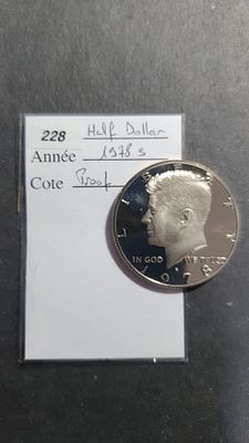 חצי דולר אמריקאי מסוג Kennedy Proof, הוטבע בשנת 1978 בסן פרנסיסקו (סימון 'S')