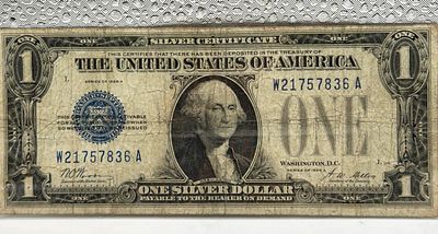שטר עתיק! חובה לכל אספן!
שטר 1 דולר כסף (Silver Certificate) 1928 A. שטר היסטורי נדיר של **1 
